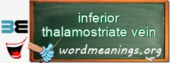 WordMeaning blackboard for inferior thalamostriate vein